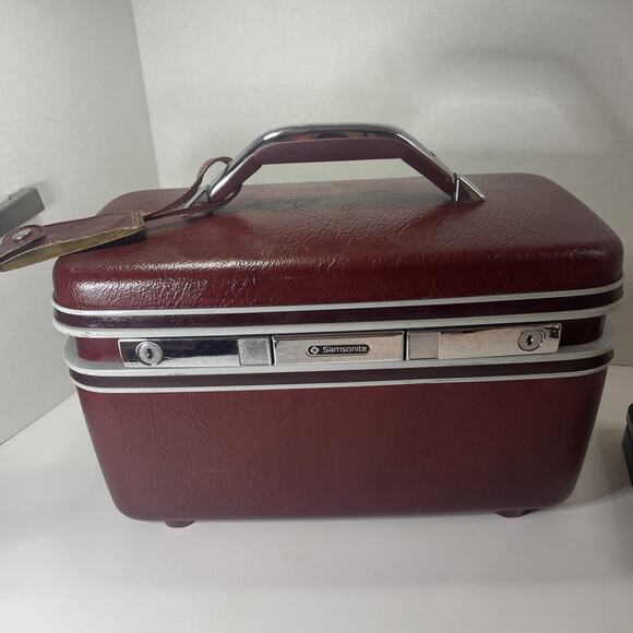 Handbags - Vintage Samsonite Train Case Red Cosmetic Makeup Tray Mirror Hard Luggage No Key